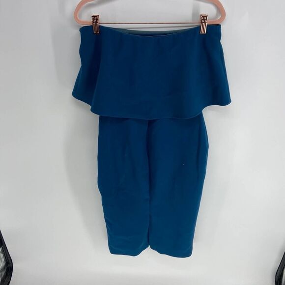 Likely Driggs strapless dark teal sheath knee length cocktail dress women 6 - Picture 5 of 7